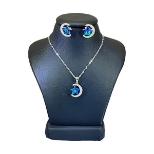 نیم ست نقره زنانه سواروسکی مدل ماه و ستاره کد 3273