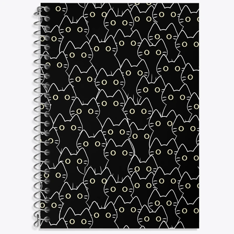 دفتر زبان 50 برگ خندالو مدل سه خط طرح گربه سیاه کد N446