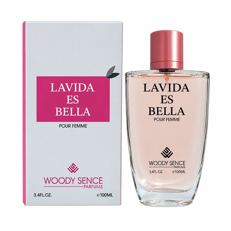 ادو پرفیوم زنانه وودی سنس مدل Lavida Es Bella با رایحه شیرین و گلی حجم 100 میلی لیتر