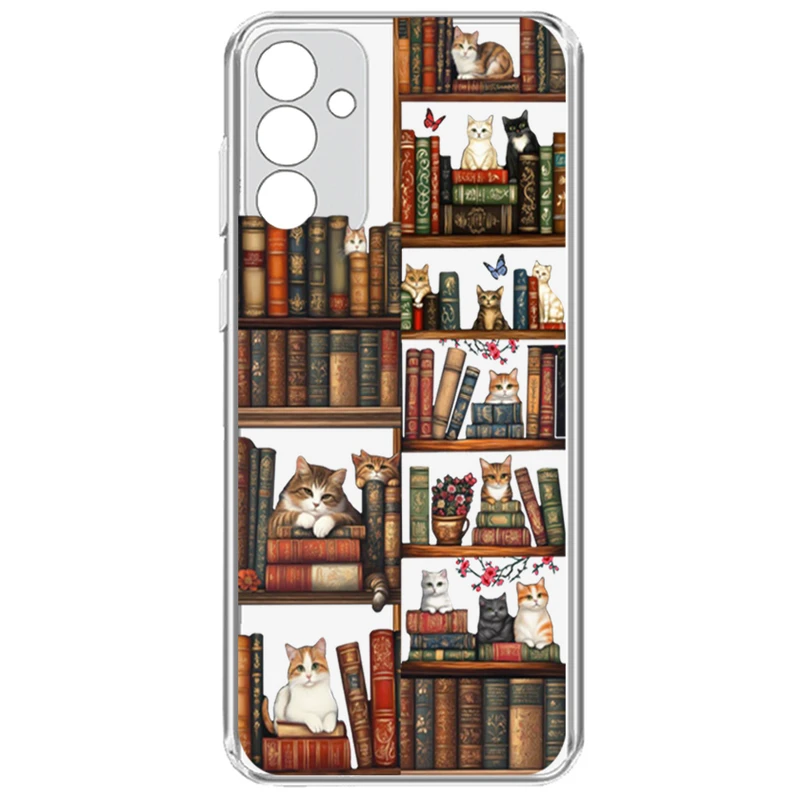 کاور طرح Cat & Books  مناسب برای گوشی موبایل سامسونگ Galaxy A25