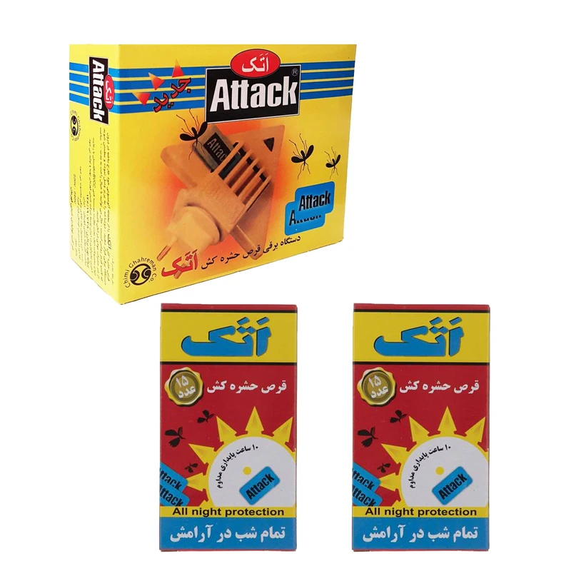   حشره کش برقی و قرص حشره کش اتک مدل H1-G2x15 مجموعه سه عددی