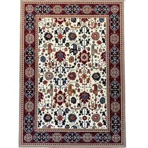 فرش ماشینی 320 شانه ستاره کویر یزد زمینه کرم وحاشیه بژ مدل شاهسون کدB-107