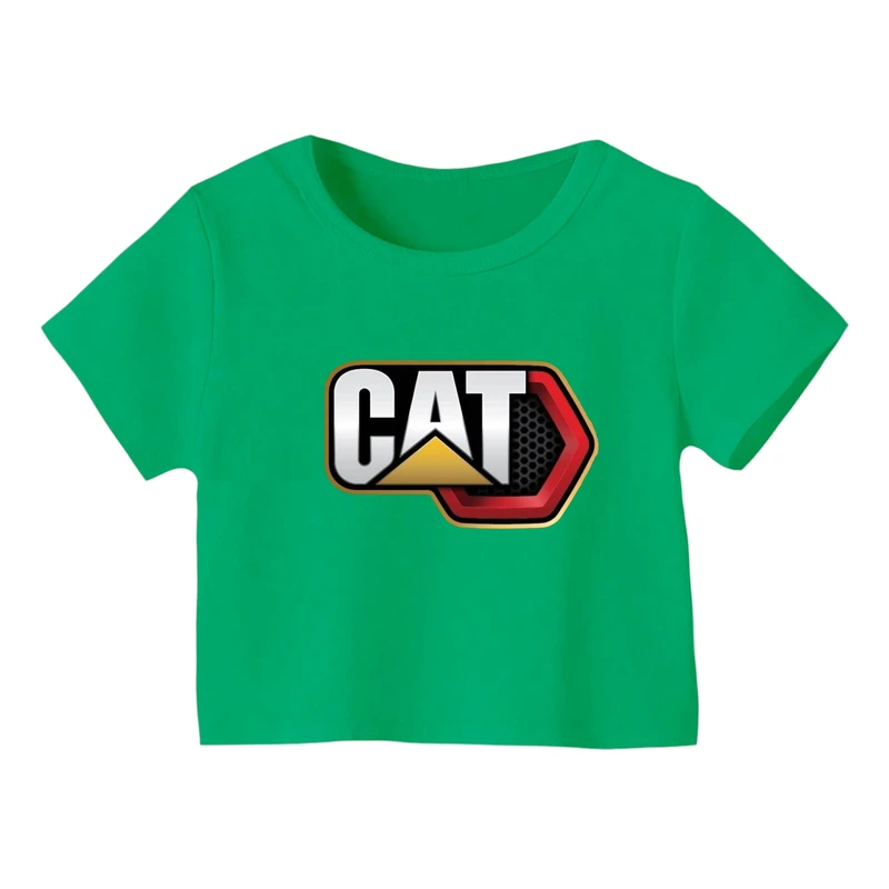 کراپ‌ تی‌شرت آستین کوتاه زنانه مدل لوگو کد 07