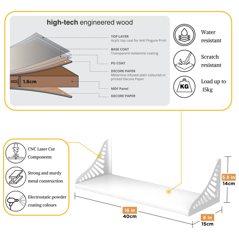 شلف دیواری دینیال مدل p.s ونوس کد DN-04SH-06 مجموعه شش عددی