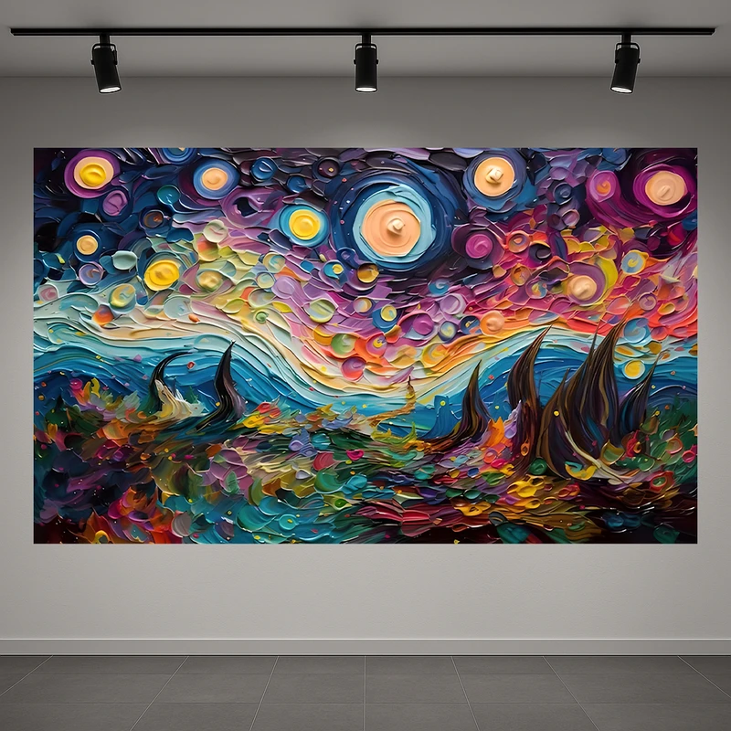 پوستر طرح نقاشی انتزاعی مدل ونگوگ کد AR3059005