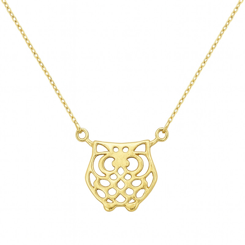 گردنبند طلا 18 عیار زنانه با زنجیر بافت نوا گلد مدل جغد