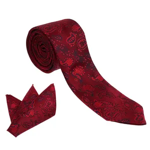 ست کراوات و دستمال جیب مردانه مدل گل و بوته کد 1