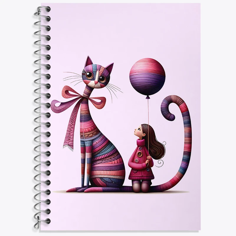 دفتر لغت 50 برگ خندالو طرح گربه و دختر کد N4609