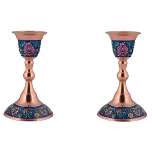شمعدان مینا کاری مسی مدل پرداز کد P026 بسته 2 عددی
