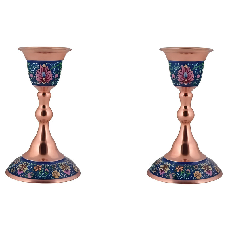 شمعدان مینا کاری مسی مدل پرداز کد P026 بسته 2 عددی