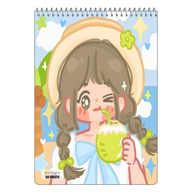 دفتر نقاشی 50 برگ سیمی کارنیکا طرح دختر کیوت Cute Girl کد 37635