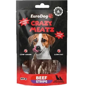 تشویقی سگ یوروداگ مدل Beef Strips وزن 100 گرم