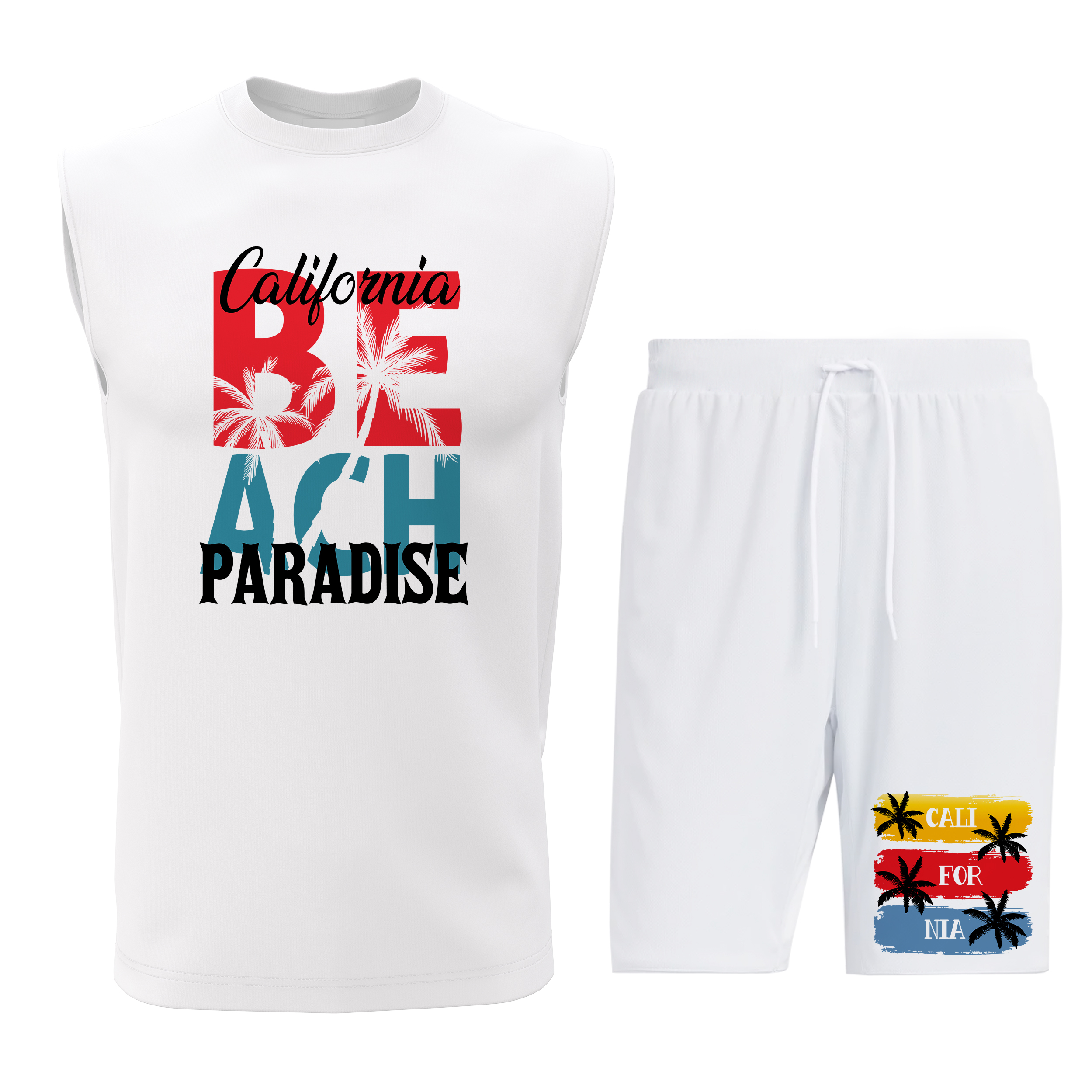 ست تاپ و شلوارک مردانه طرح کالیفرنیا مدل C080W