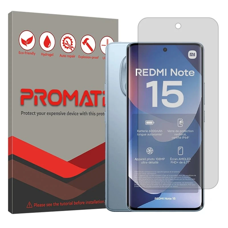محافظ صفحه نمایش شفاف پرومیت مدل هیدروژلی مناسب برای گوشی موبایل شیائومی Redmi Note 15 4G