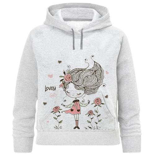 هودی دخترانه مدل دخترک گل F1048