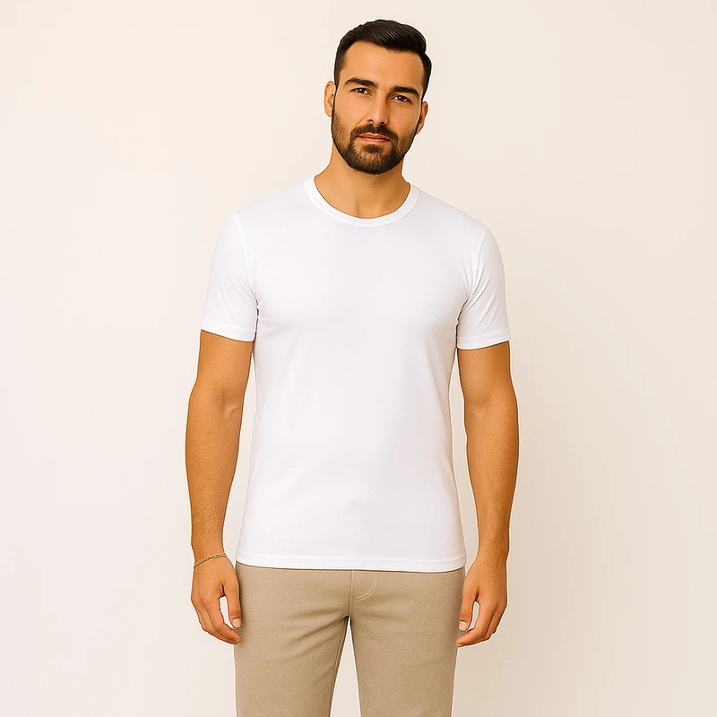 زیرپوش آستین دار یقه باز مردانه سیلکا مدل پنبه ای