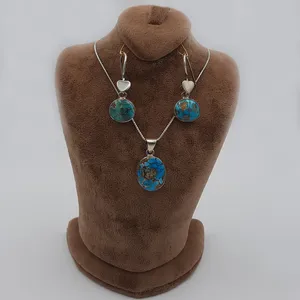 نیم ست نقره زنانه مدل فیروزه