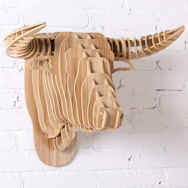 دیوارکوب مدل سردیس چوبی سه بعدی گاو کد T49