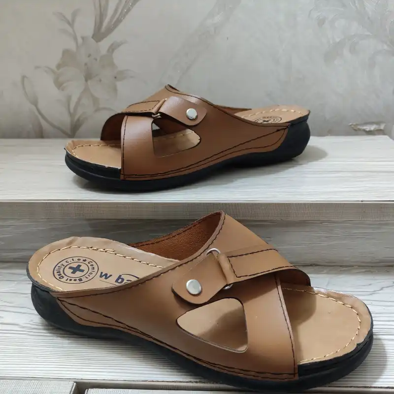 دمپایی زنانه مدل ممتاز طب کد 10 رنگ قهوه ای