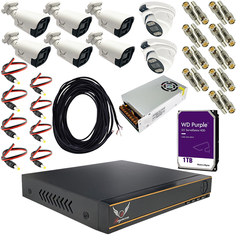 سیستم امنیتی دوربین مداربسته رایمون مدل 5 مگاپیکسل کد RP-5M-HI8C-01