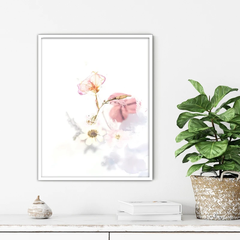 تابلو آتریسا طرح گل مدرن مدل ATFF338 فریم سفید