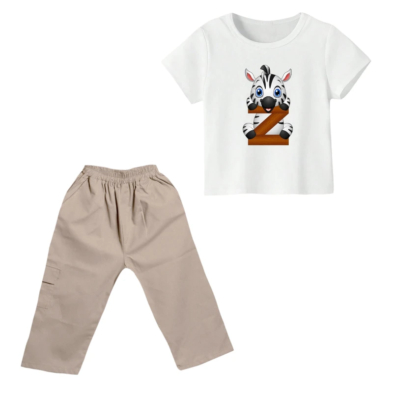 ست تی شرت و شلوارک پسرانه مدل گورخر کد ۸