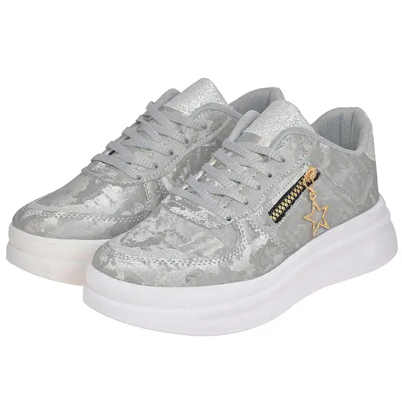 کفش روزمره زنانه مدل  254006615  طرح ستاره رنگ خاکستری