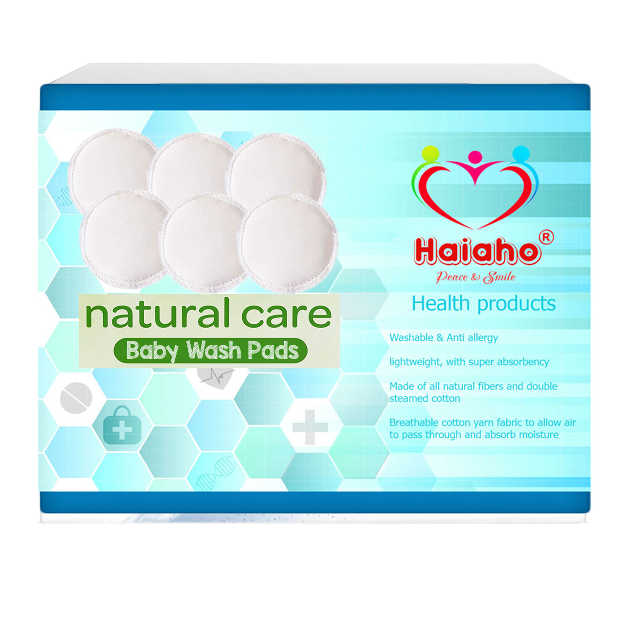 پد شستشوی دست و صورت کودک هیاهو مدل Baby Natural care بسته 6 عددی