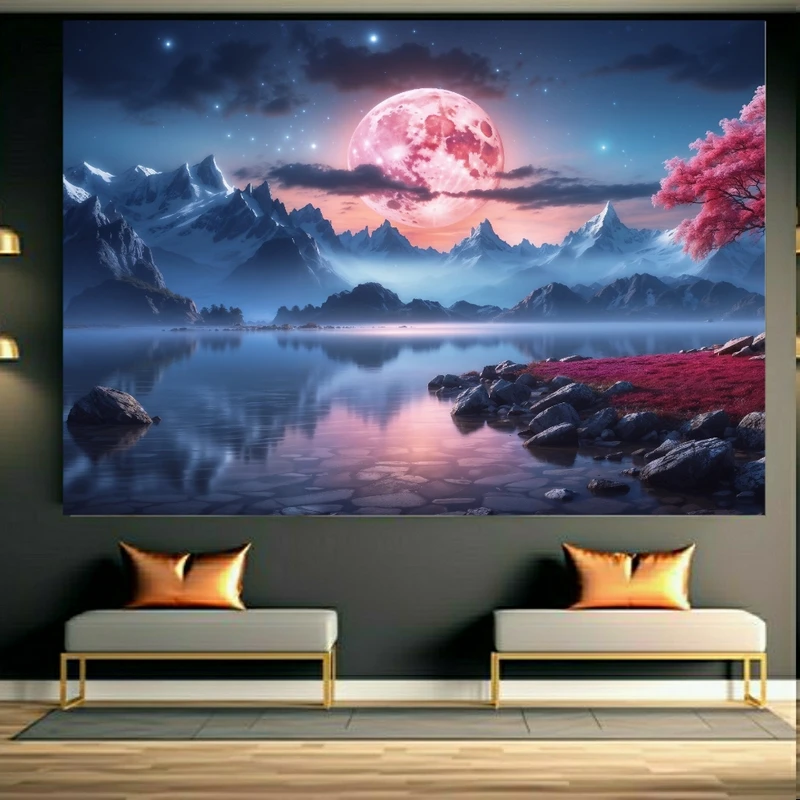 پوستر طرح مخمل منظره ماه کامل کد BK23799