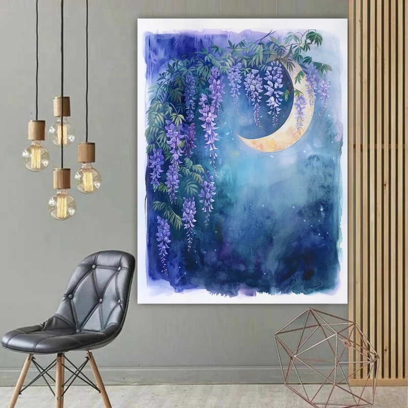 تابلو شاسی طرح گل بنفشه مدل آبشاری کد BK2038