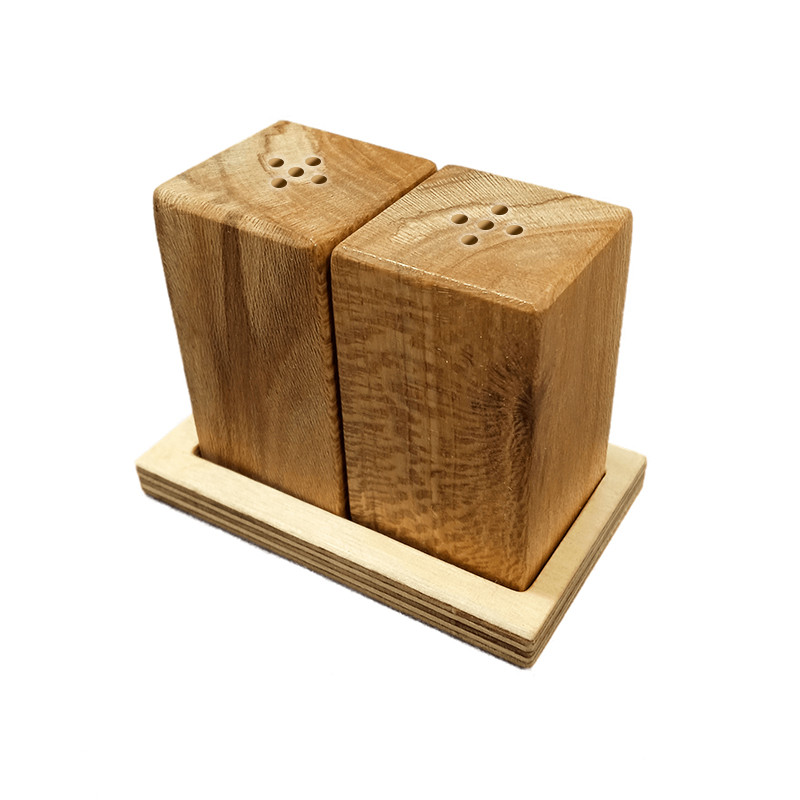 نمکدان چوبی مدل R2 به همراه پایه بسته 3 عددی