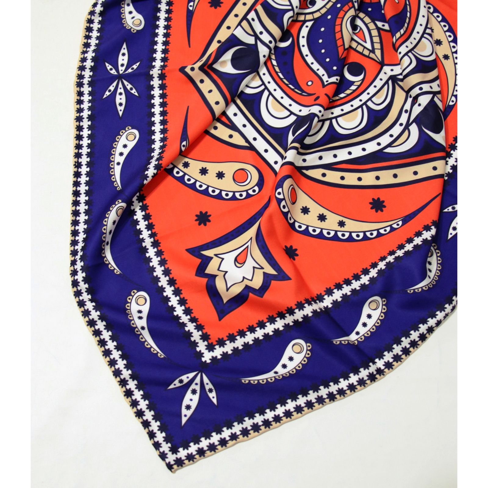 روسری زنانه مدل ابریشم توییل قواره 90 طرح بته جقه کد ana-2931 -  - 2