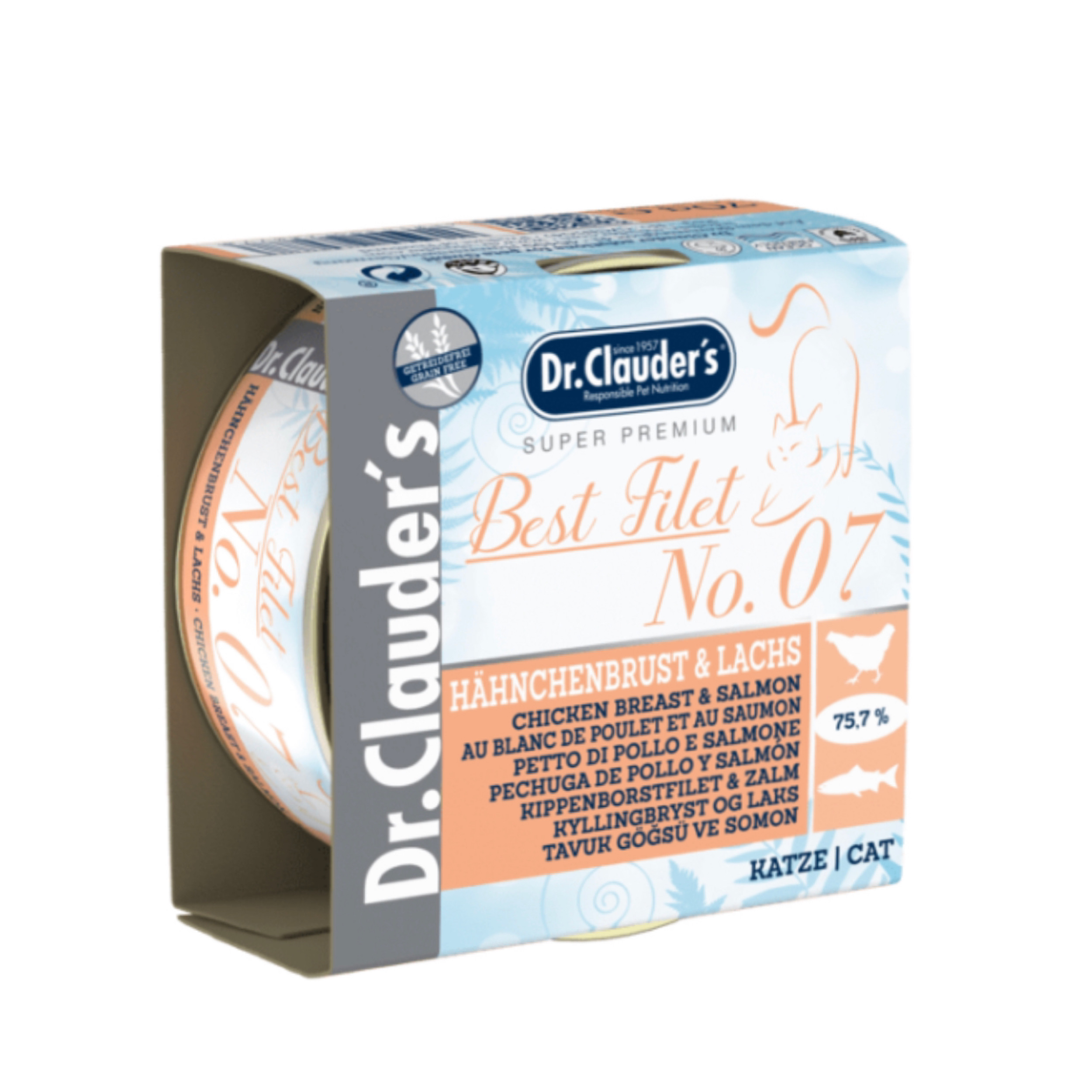 کنسرو گربه دکتر کلادرز مدل hahnchenbrust & lachs وزن 70 گرم