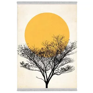 فرش پارچه‌ای دفه مدل فرشینه شانل مخمل طرح فانتزی کد 7254