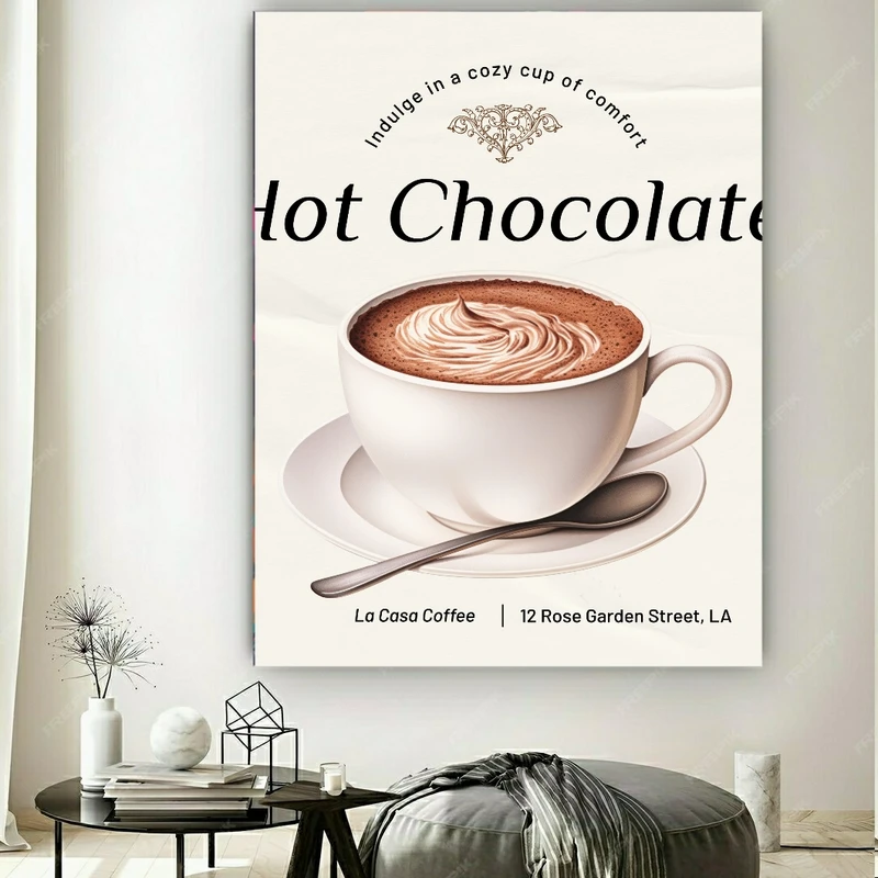  تابلو بوم طرح مخمل فنجان مدل هات چاکلت کد GR1317