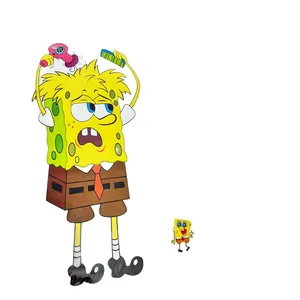 استیکر دیواری کودک طرح باب اسفنجی کد TT222 مجموعه 2 عددی 