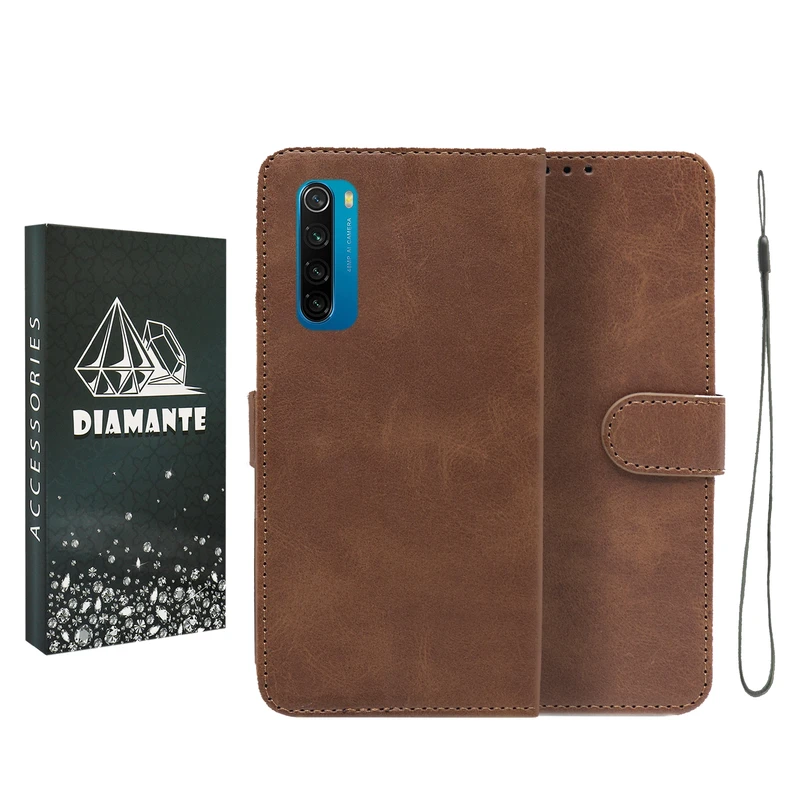 کیف کلاسوری دیامانته مدل Bandaviz Gn مناسب برای گوشی موبایل شیائومی Redmi Note 8 به همراه بند آویز