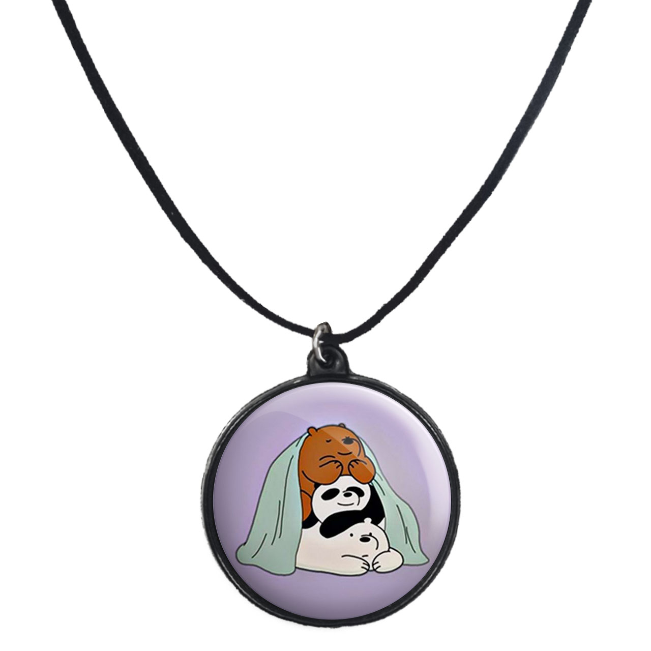 گردنبند پرمانه طرح خرس‌های کله‌فندقی کد pmb.10238 مدل دو طرفه