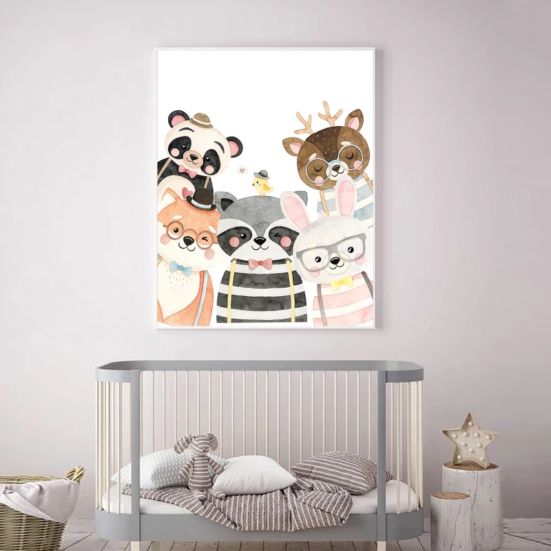تابلو کودک و نوزاد مدل Elfap_Watercolor Animals
