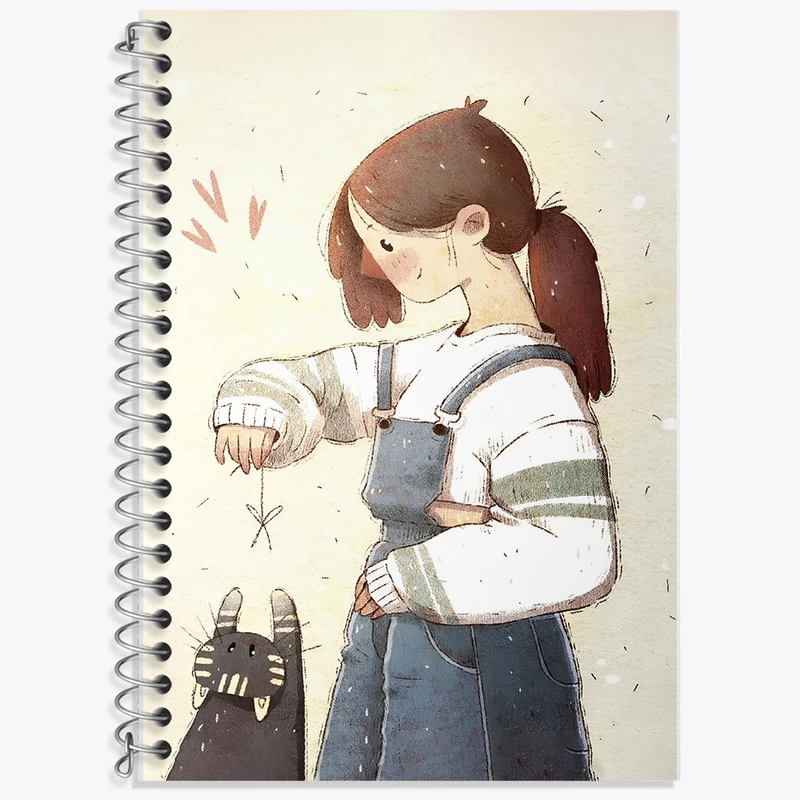 دفتر لغت 50 برگ خندالو طرح دختر و گربه کد F7420