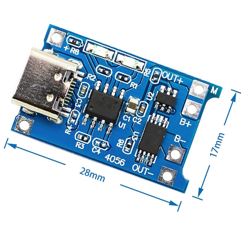 ماژول شارژ باتری لیتیومی مدل TP-4056TYPEC بسته 4 عددی