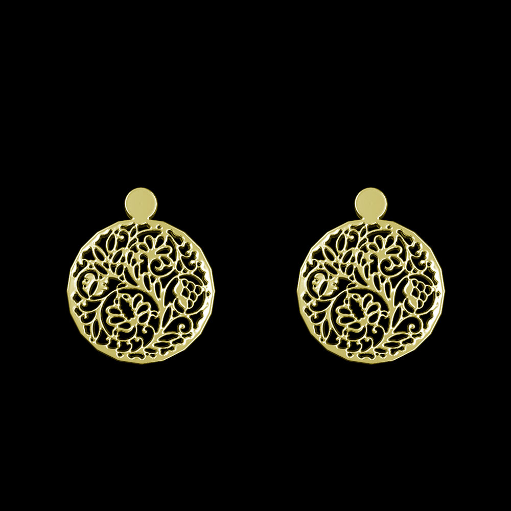 گوشواره طلا 18 عیار زنانه مدوپد مدل گل کد GA1-12986