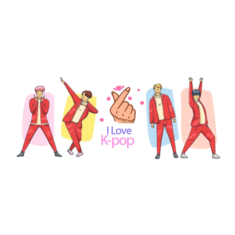 استیکر دیواری هفال طرح کی پاپ مجموعه 5 عددی کد H3