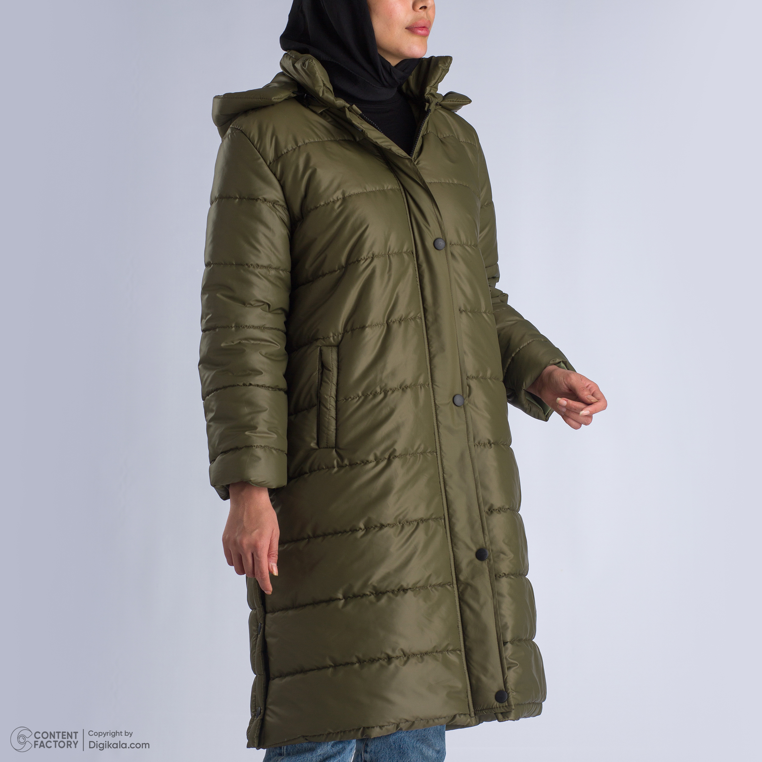 کاپشن زنانه عصر جدید مدل 3036-2 رنگ زیتونی