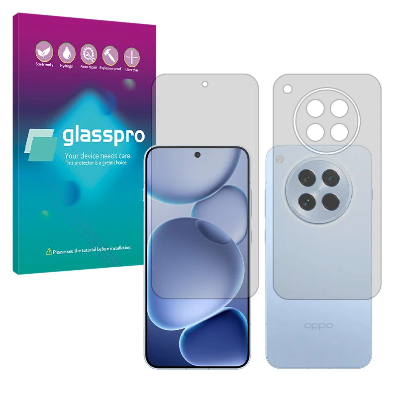 محافظ صفحه نمایش مات گلس پرو مدل بدون حاشیه مناسب برای گوشی موبایل اوپو Find X8s به همراه محافظ پشت گوشی