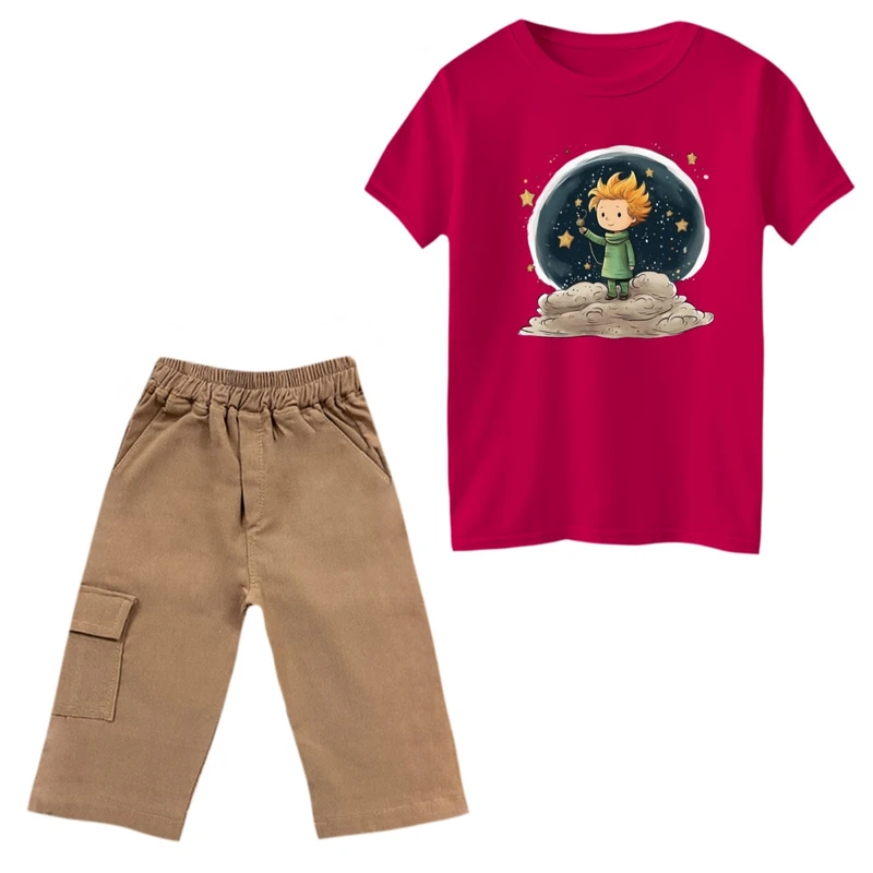 ست تی‌شرت و شلوارک پسرانه مدل شازده کوچولو و ستاره