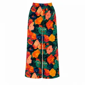 Women's cotton lounge pants, wide-leg, assorted designs