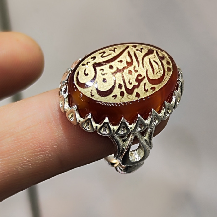 انگشتر مردانه مدل سنگ عقیق خطی کد ۹۳۰۰