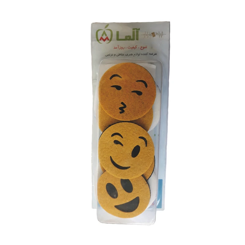 استیکر پارچه و لباس آلما طرح ایموجی کد ST05 مجموعه 5 عددی 