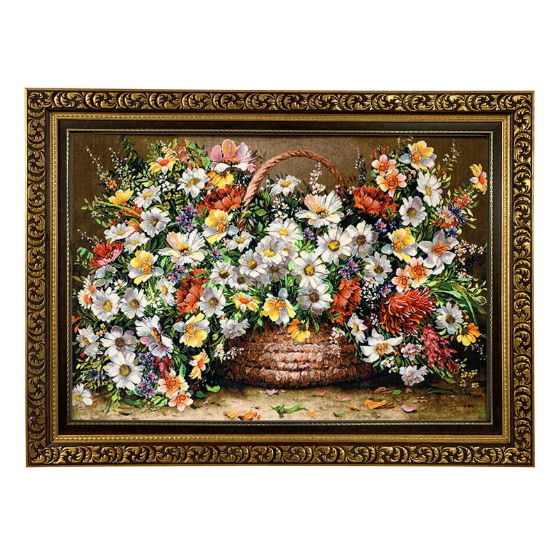 مدل تابلو فرش ماشینی طرح سبد گل کد ۷۳۲۶